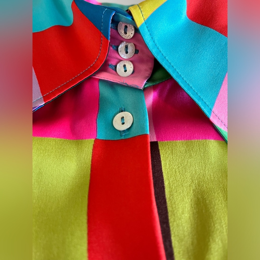 DOLCE & GABBANA fitted silk satin button down shirt blouse. Pristine. Sz 38 - Picture 3 of 9